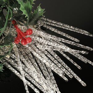 Glass Icicle Ornaments Winter Decorations for Christmas Tree - 2 Size Total 194